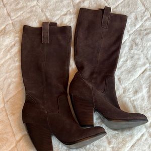 Carlos Santana "Hotrod" Gold Accent Suede Leather Boots in Brown Size 8 1/2